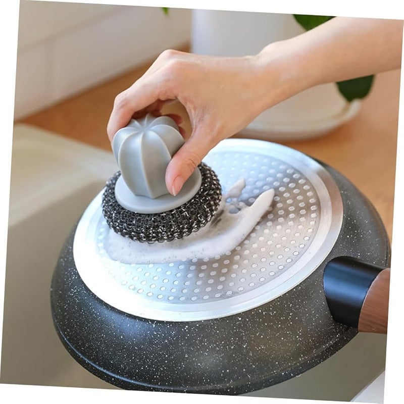 2Pcs Cactus Design Dish Brush Set Non Slip Handle Kitchen Scrubber Random Color - Image 5